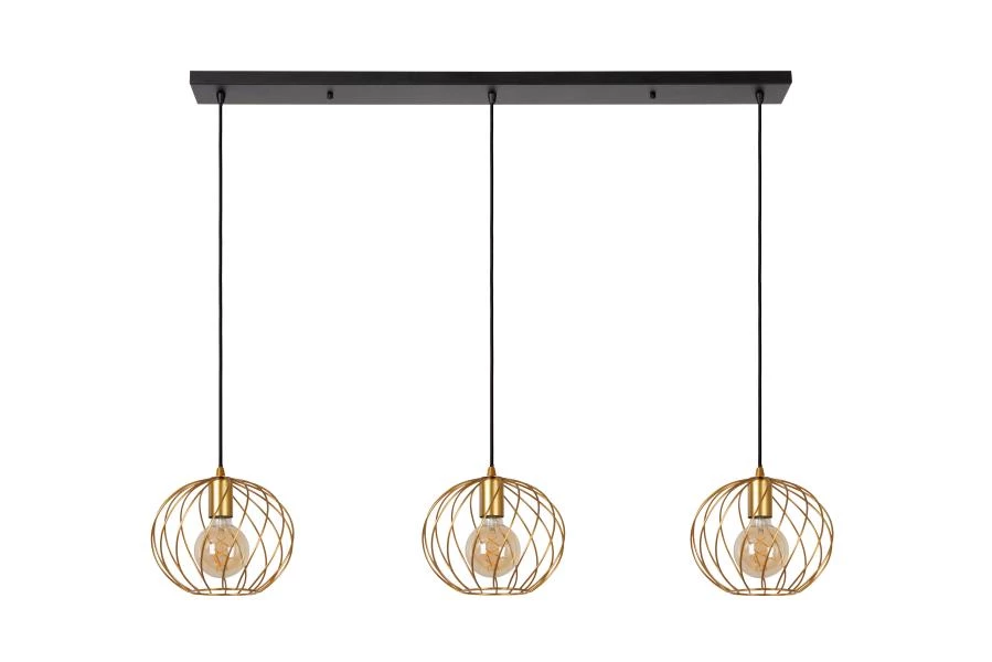 Lucide DANZA - Pendant light - 3xE27 - Matt Gold / Brass - turned off